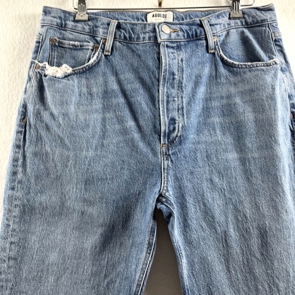 Agolde Riley Long Women's High Rise Straight Jeans 33 - Picture 2 of 9